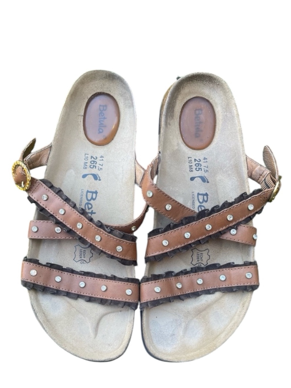 Birkenstock Betula Rhinestone
Stud Brown Leather Strappy
Sandals EU 41